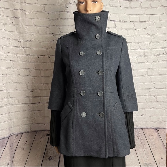 Andrew Marc Wool Coat Jacket Grey Color Knit Cuffs Size 6 - Picture 15 of 15